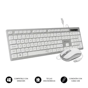 Subblim Combo Wired Ergo Mouse Keyboard Silent Flat Hq Silver Subkbc-Ceke60