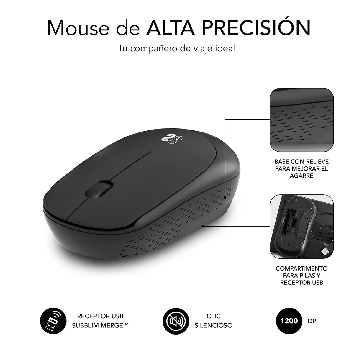 Subblim Silent Business Plus Mouse Wireless 2.4G 1200 Dpi Submo-B2sw010