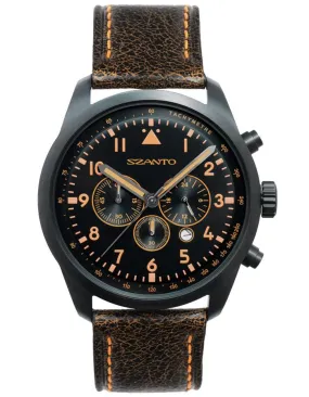 Szanto Mens 2250 Series Chronograph - Black Dial - Leather Strap - 30m - Date