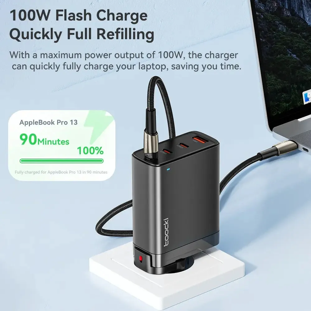 Toocki USB C 100W GaN Charger PD Quick Charger 65W Fast Charging Charger For iPhone 15 14 13 12 11 Pro Max QC3.0 Type C Adapter