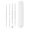 Trending Beauty Pimple Extractor 4pcs Rose Gold Black head Remover Kit With Transparent Case