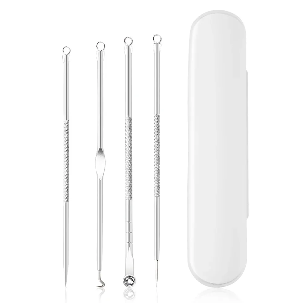 Trending Beauty Pimple Extractor 4pcs Rose Gold Black head Remover Kit With Transparent Case