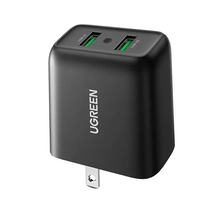 UGREEN 36W USB 3.0 2-Port Dual Wall Quick Charger Adapter for Laptop, Tablet, Phone | 70151