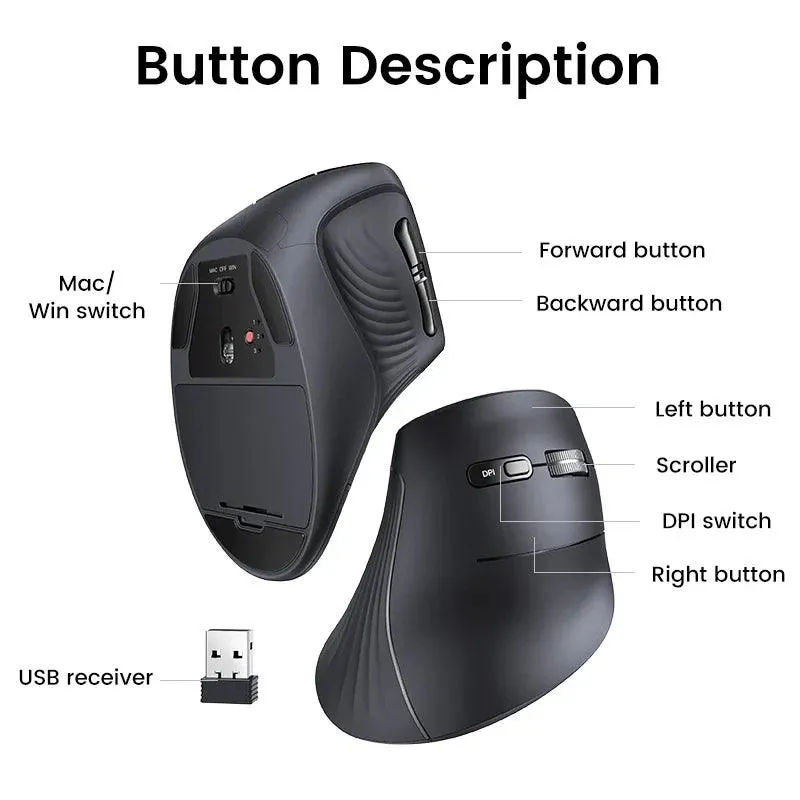 UGREEN Vertical Mouse Wireless Bluetooth Ergonomic Mute Buttons: Ultimate Comfort