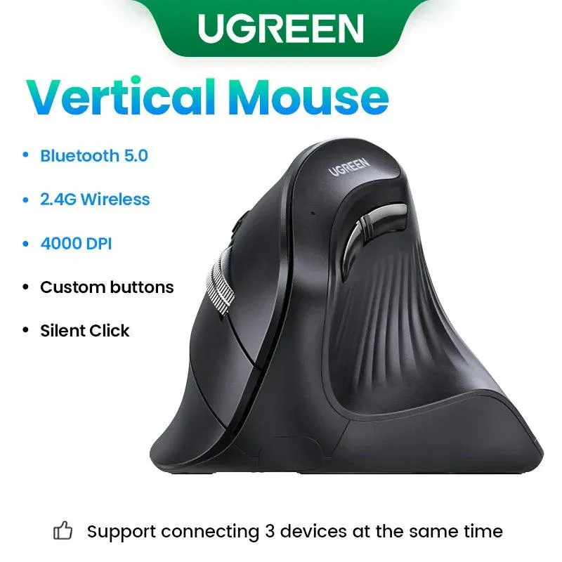 UGREEN Vertical Mouse Wireless Bluetooth Ergonomic Mute Buttons: Ultimate Comfort