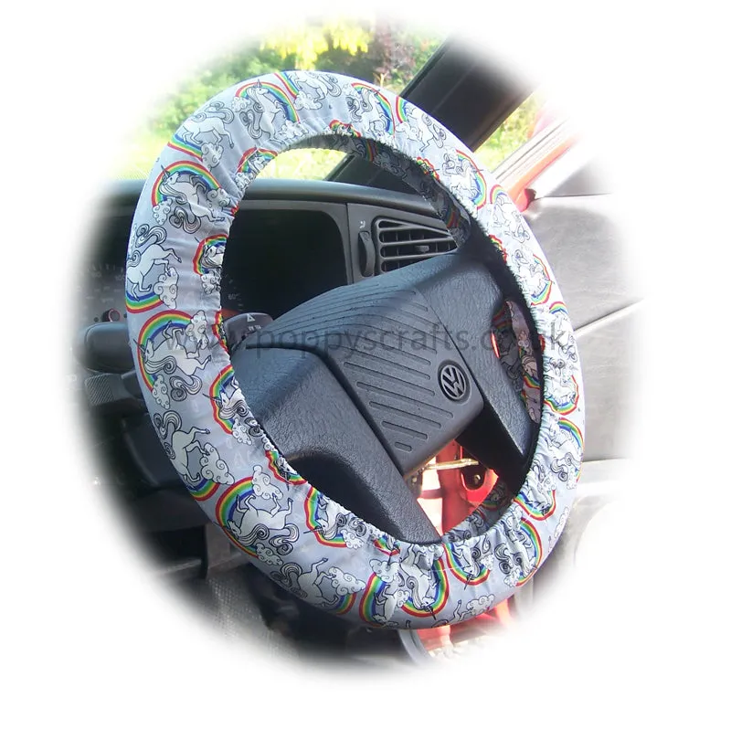 Unicorns and Rainbows cotton car steering wheel cover