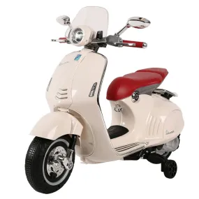 Vespa Licensed 6V Kids Ride On Motorbike - Pearl White