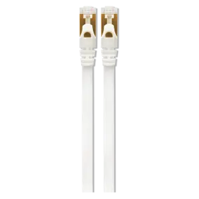 VolkanoX Giga series  Cat 7 flat Ethernet cable - white, gold tips - 25m