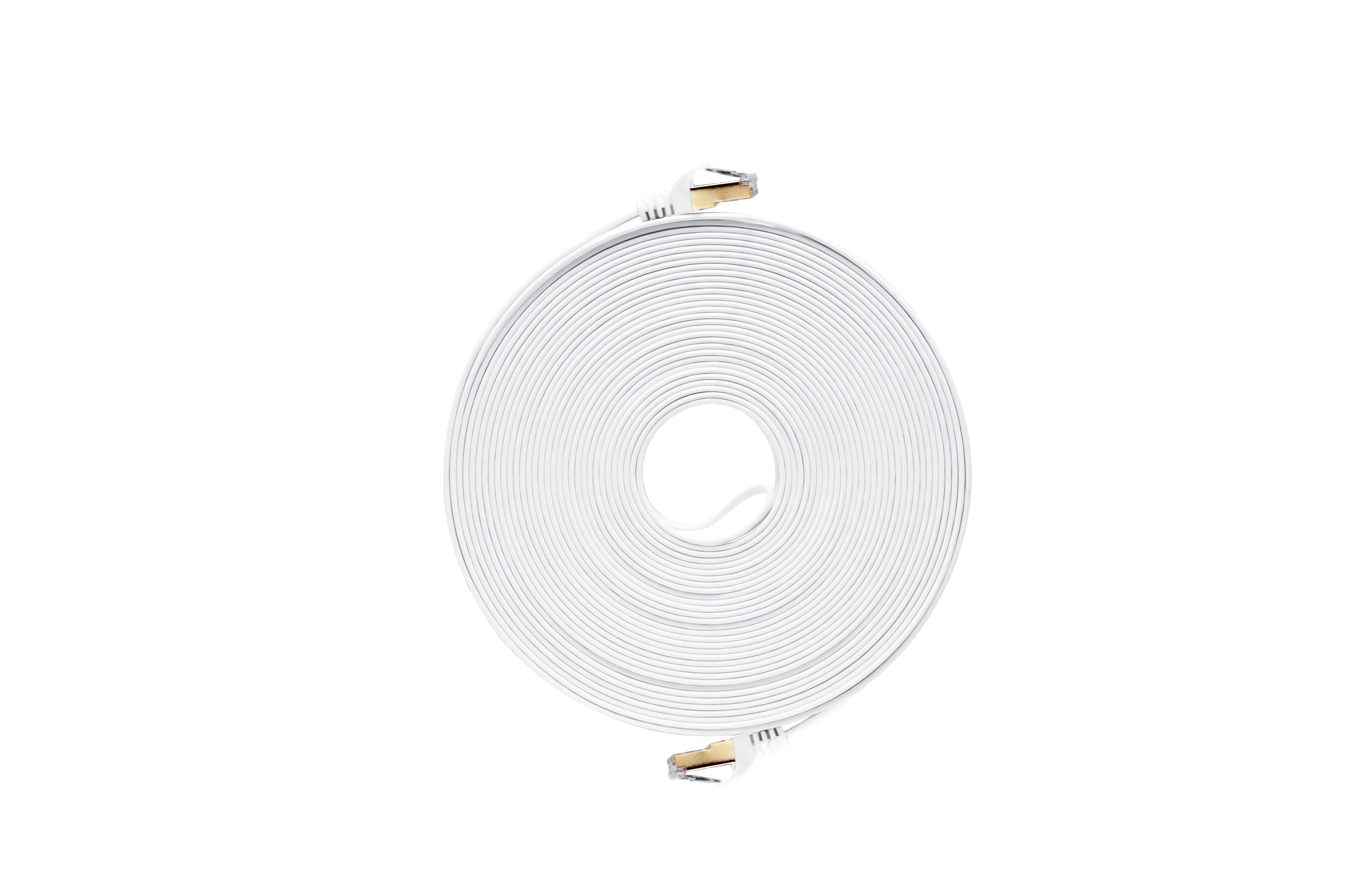 VolkanoX Giga series  Cat 7 flat Ethernet cable - white, gold tips - 25m