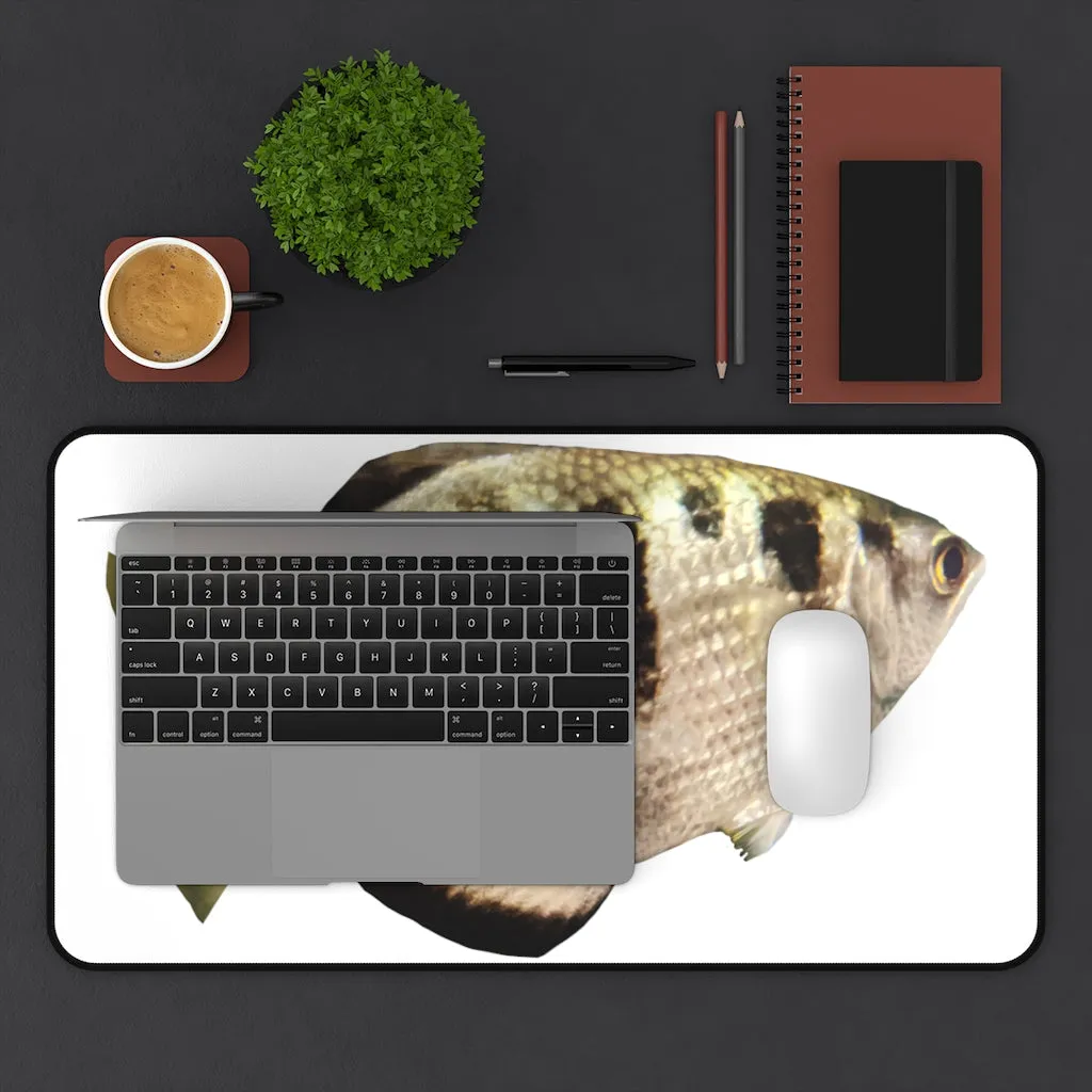 White and Silver Fish Desk Mat