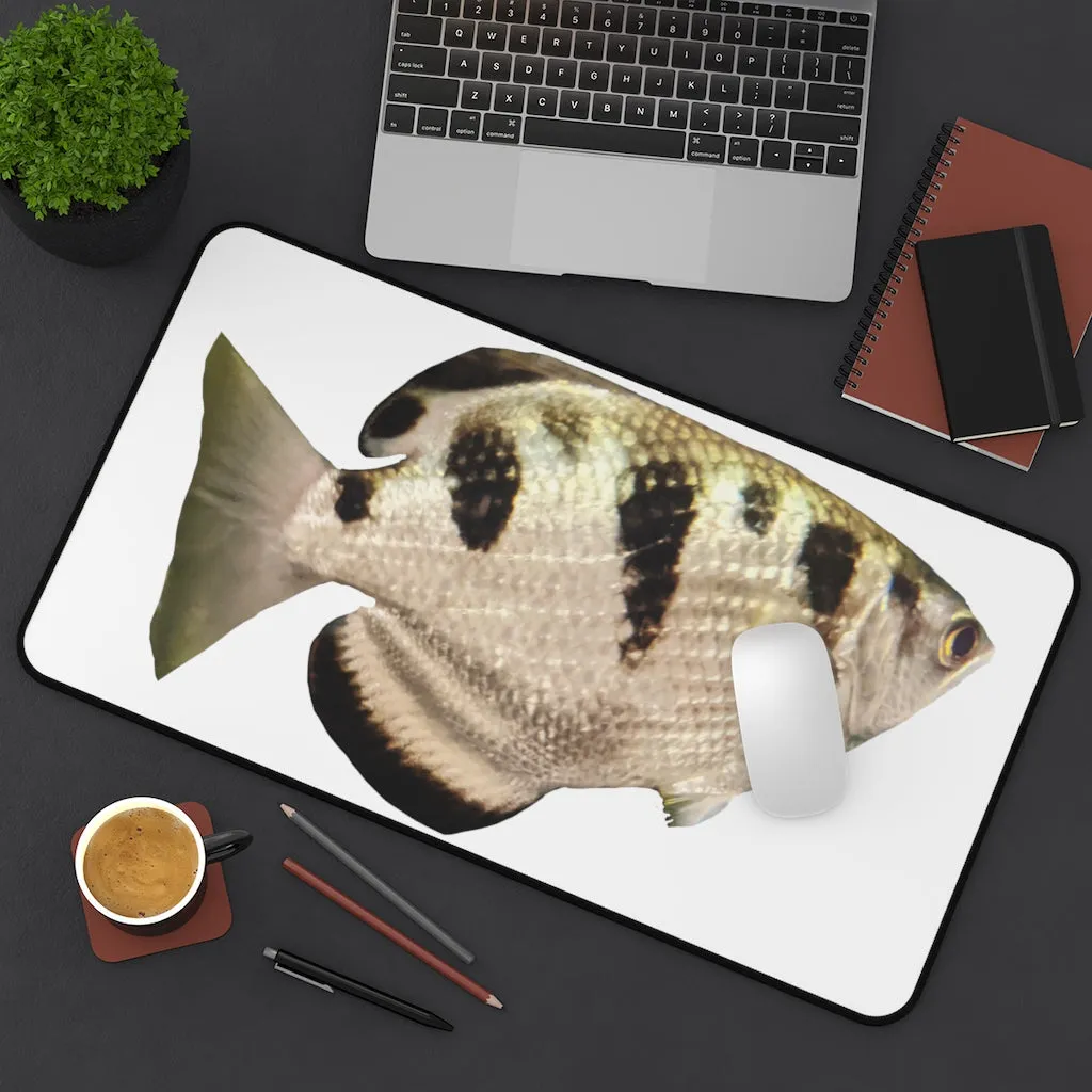 White and Silver Fish Desk Mat