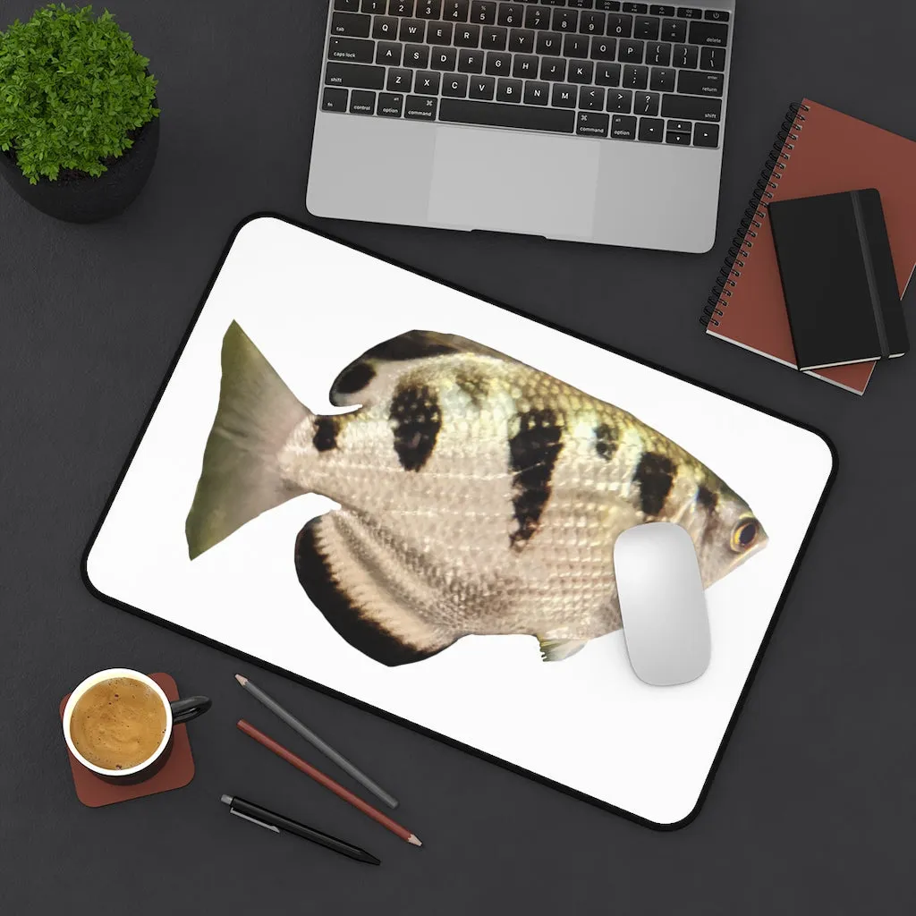 White and Silver Fish Desk Mat