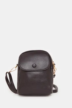 Women Black Plain Mobile Pouch