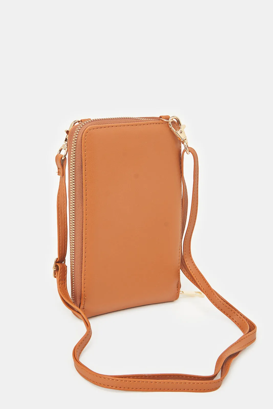 Women Tan Textured Mobile Purse