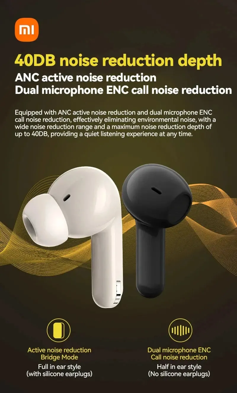 XIAOMI MIJIA New Wireless Earphones ANC ENC Headphones Bluetooth 5.4 Smart Touch Screen Headset A box of 2 pairs of earbuds