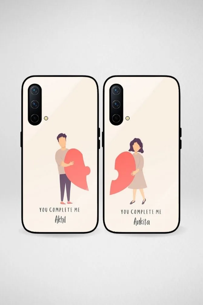 You Complete Me Couple Customized Glass Mobile Case - iPhone, Samsung & OnePlus