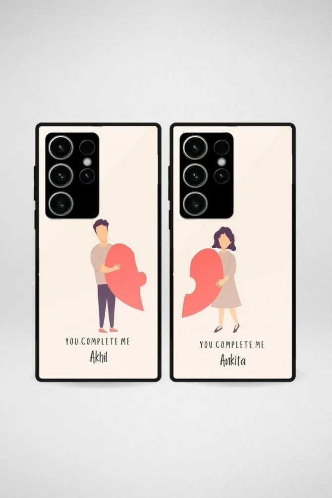 You Complete Me Couple Customized Glass Mobile Case - iPhone, Samsung & OnePlus