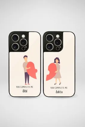 You Complete Me Couple Customized Glass Mobile Case - iPhone, Samsung & OnePlus